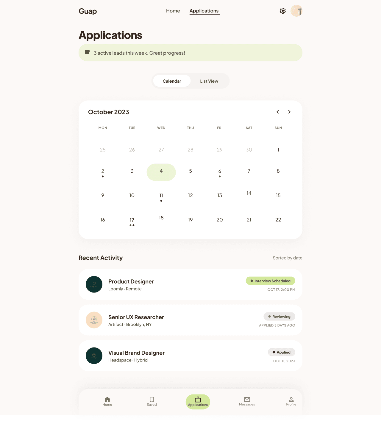 Guap applications tracker