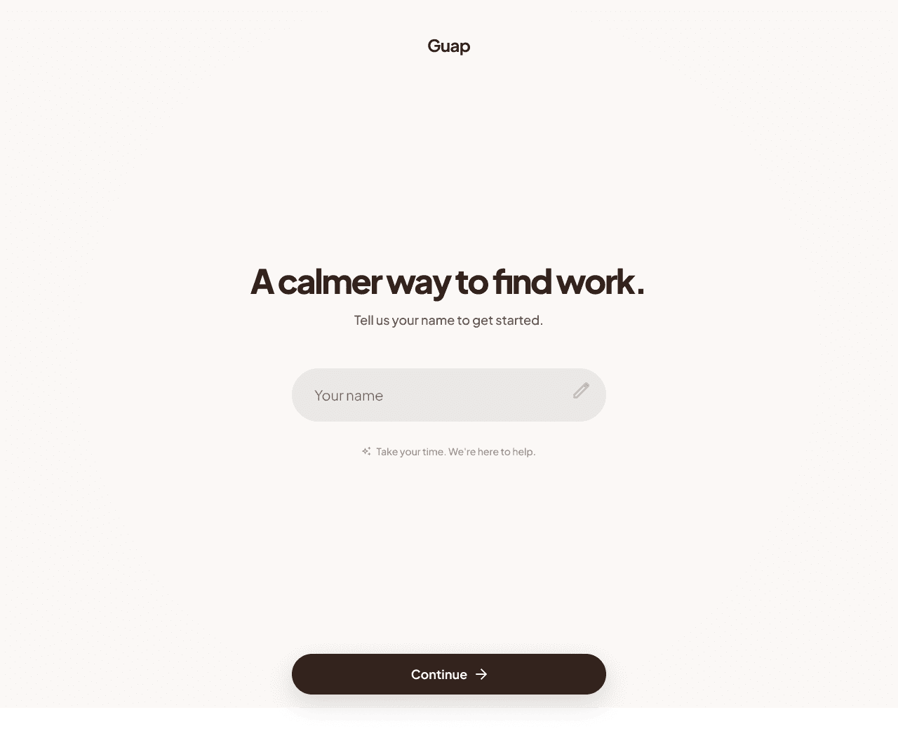 Guap welcome screen